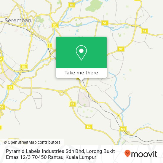Peta Pyramid Labels Industries Sdn Bhd, Lorong Bukit Emas 12 / 3 70450 Rantau