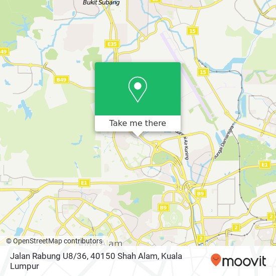 Peta Jalan Rabung U8 / 36, 40150 Shah Alam