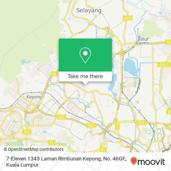 7-Eleven 1343 Laman Rimbunan Kepong, No. 46GF, map