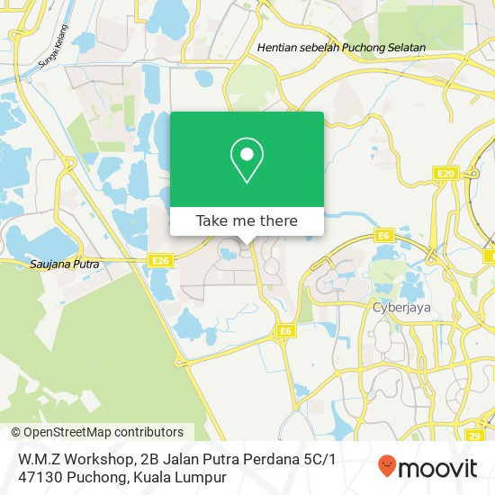 Peta W.M.Z Workshop, 2B Jalan Putra Perdana 5C / 1 47130 Puchong