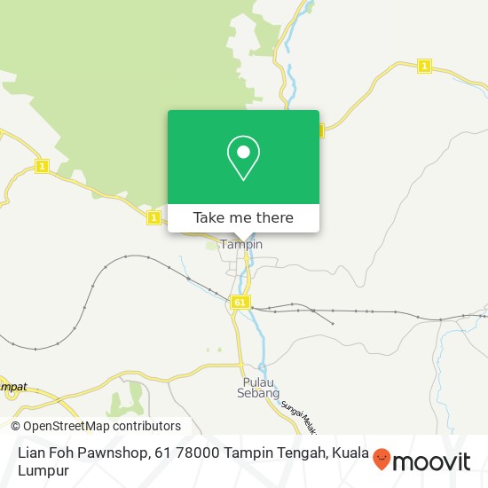 Peta Lian Foh Pawnshop, 61 78000 Tampin Tengah