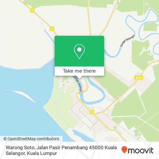 Peta Warong Soto, Jalan Pasir Penambang 45000 Kuala Selangor