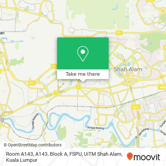 Room A143, A143, Block A, FSPU, UiTM Shah Alam map