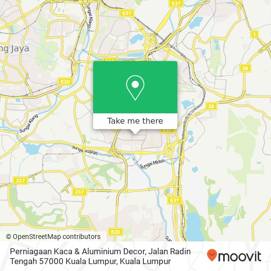 Peta Perniagaan Kaca & Aluminium Decor, Jalan Radin Tengah 57000 Kuala Lumpur
