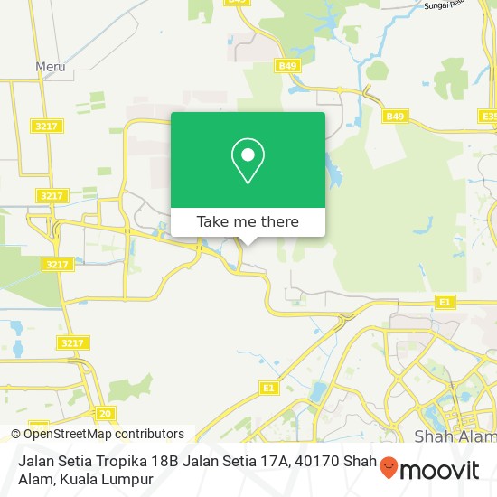 Peta Jalan Setia Tropika 18B Jalan Setia 17A, 40170 Shah Alam