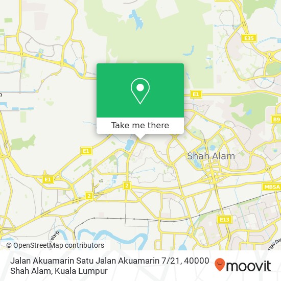 Jalan Akuamarin Satu Jalan Akuamarin 7 / 21, 40000 Shah Alam map