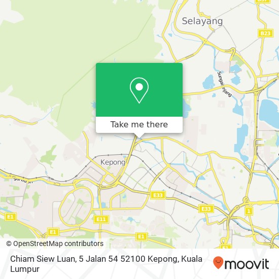 Peta Chiam Siew Luan, 5 Jalan 54 52100 Kepong