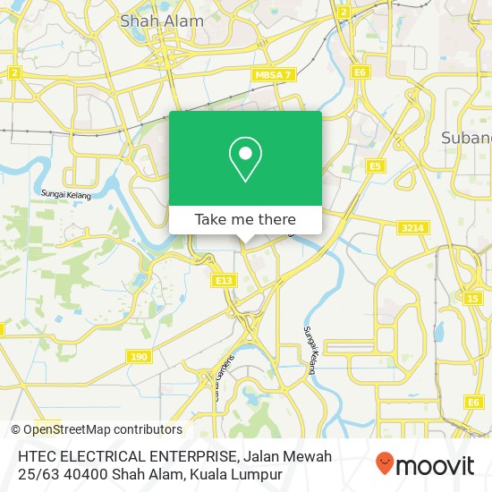 Peta HTEC ELECTRICAL ENTERPRISE, Jalan Mewah 25 / 63 40400 Shah Alam