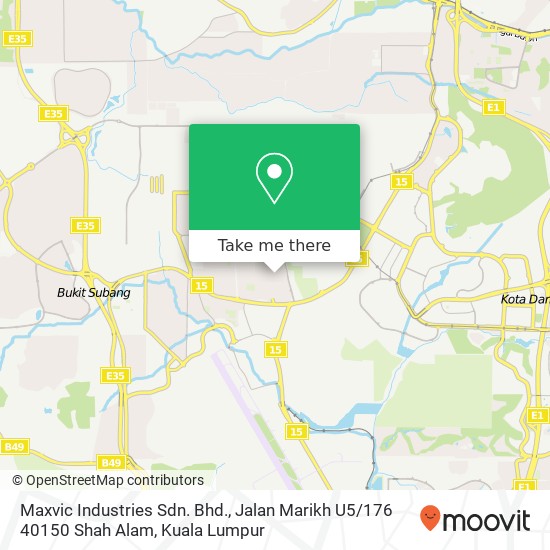 Peta Maxvic Industries Sdn. Bhd., Jalan Marikh U5 / 176 40150 Shah Alam