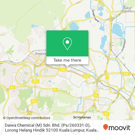 Daiwa Chemical (M) Sdn. Bhd. (Ps / 260331-D), Lorong Helang Hindik 52100 Kuala Lumpur map