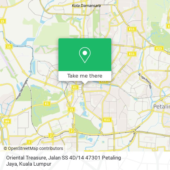 Peta Oriental Treasure, Jalan SS 4D / 14 47301 Petaling Jaya