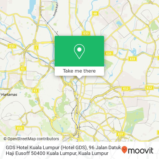 GDS Hotel Kuala Lumpur (Hotel GDS), 96 Jalan Datuk Haji Eusoff 50400 Kuala Lumpur map