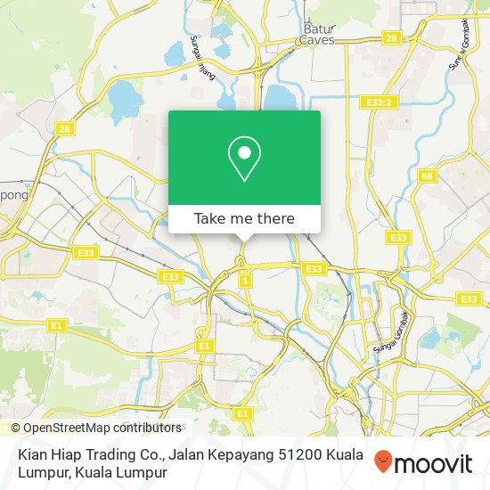 Peta Kian Hiap Trading Co., Jalan Kepayang 51200 Kuala Lumpur