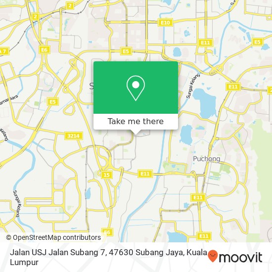 Peta Jalan USJ Jalan Subang 7, 47630 Subang Jaya