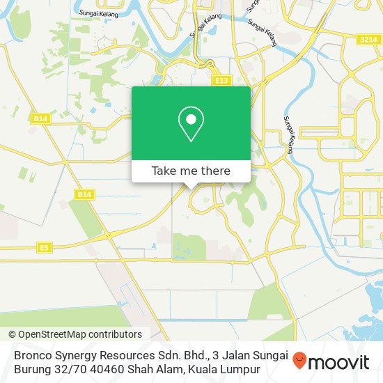 Peta Bronco Synergy Resources Sdn. Bhd., 3 Jalan Sungai Burung 32 / 70 40460 Shah Alam
