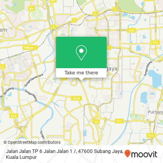 Peta Jalan Jalan TP 6 Jalan Jalan 1 /, 47600 Subang Jaya