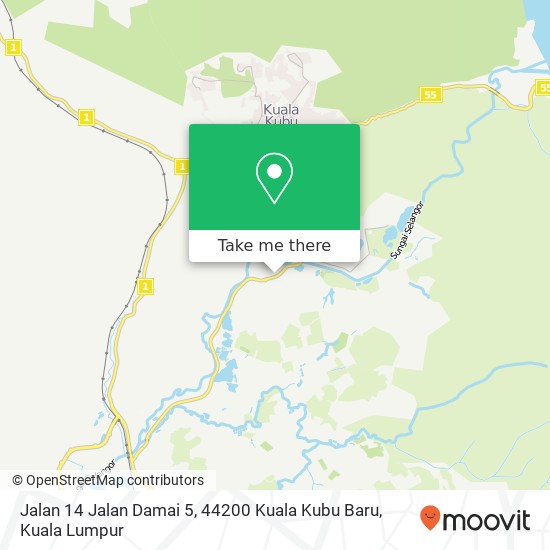 Peta Jalan 14 Jalan Damai 5, 44200 Kuala Kubu Baru