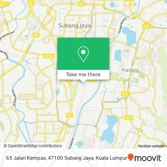Peta 65 Jalan Kempas, 47100 Subang Jaya