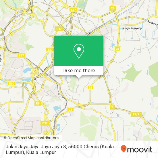 Peta Jalan Jaya Jaya Jaya Jaya 8, 56000 Cheras (Kuala Lumpur)