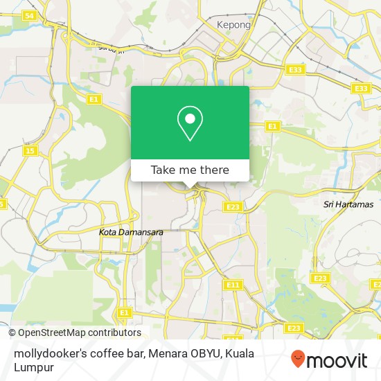 mollydooker's coffee bar, Menara OBYU map