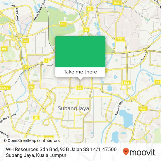 Peta WH Resources Sdn Bhd, 93B Jalan SS 14 / 1 47500 Subang Jaya