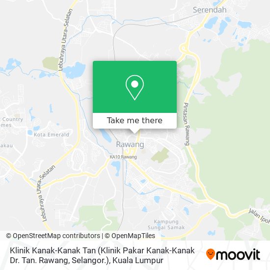 Peta Klinik Kanak-Kanak Tan (Klinik Pakar Kanak-Kanak Dr. Tan. Rawang, Selangor.)