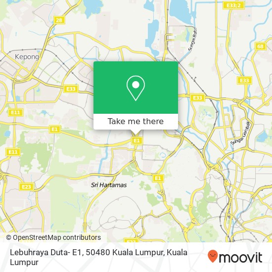 Peta Lebuhraya Duta- E1, 50480 Kuala Lumpur