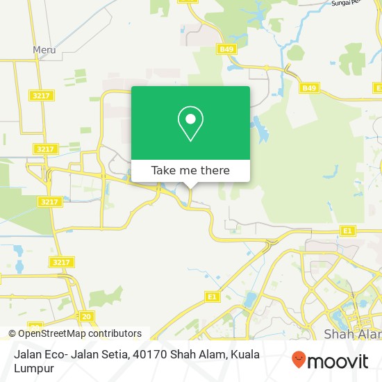 Peta Jalan Eco- Jalan Setia, 40170 Shah Alam