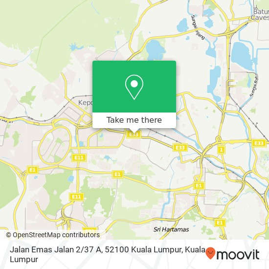 Peta Jalan Emas Jalan 2 / 37 A, 52100 Kuala Lumpur