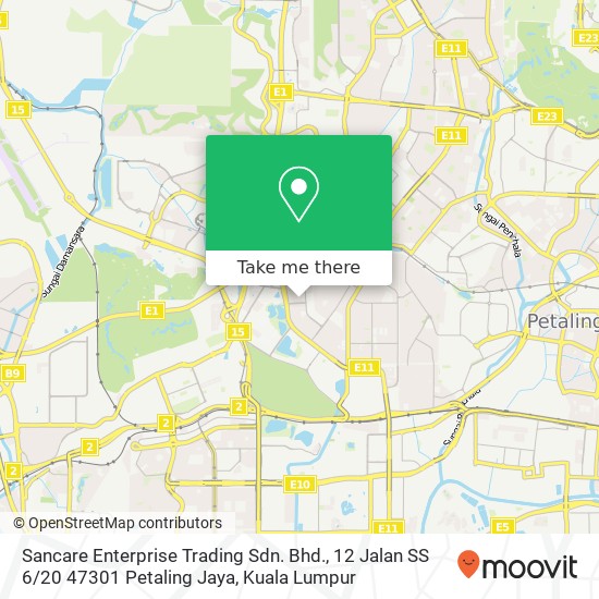 Sancare Enterprise Trading Sdn. Bhd., 12 Jalan SS 6 / 20 47301 Petaling Jaya map