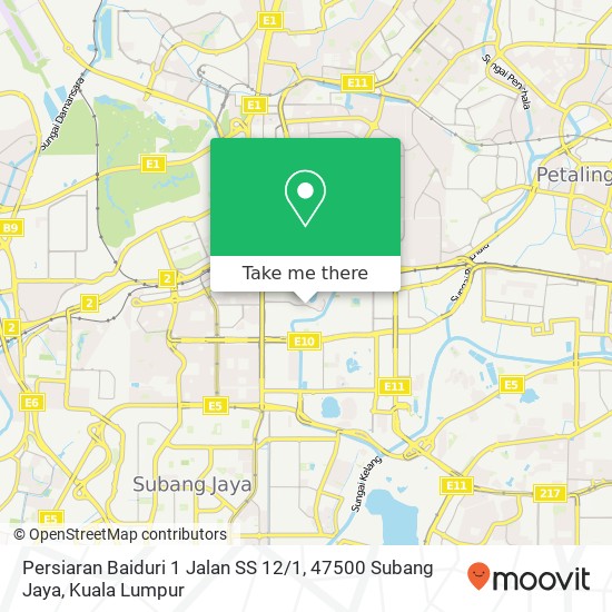Peta Persiaran Baiduri 1 Jalan SS 12 / 1, 47500 Subang Jaya