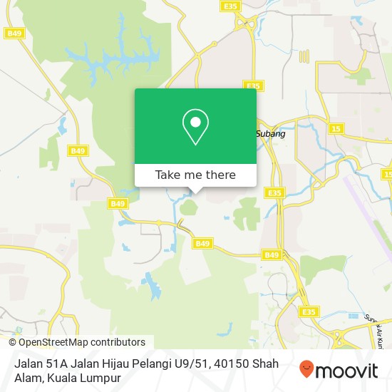 Peta Jalan 51A Jalan Hijau Pelangi U9 / 51, 40150 Shah Alam