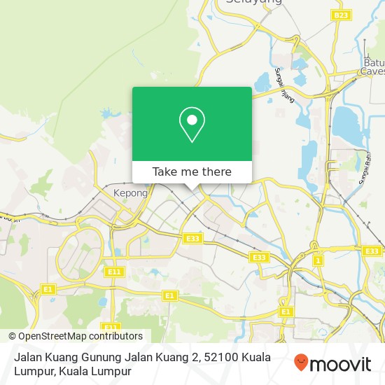 Peta Jalan Kuang Gunung Jalan Kuang 2, 52100 Kuala Lumpur