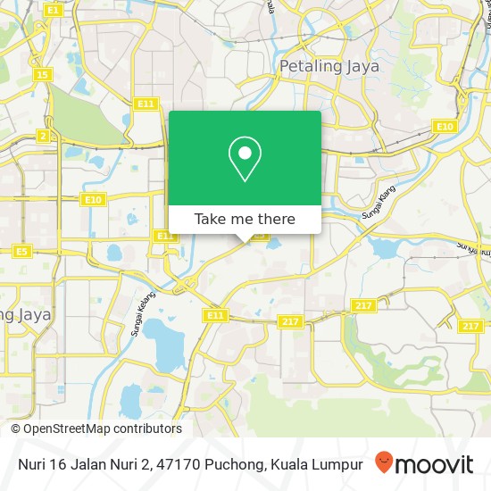 Peta Nuri 16 Jalan Nuri 2, 47170 Puchong