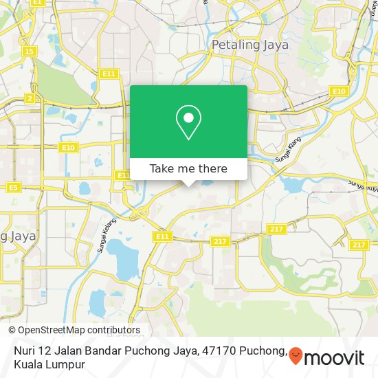 Peta Nuri 12 Jalan Bandar Puchong Jaya, 47170 Puchong