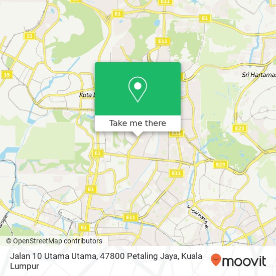 Peta Jalan 10 Utama Utama, 47800 Petaling Jaya