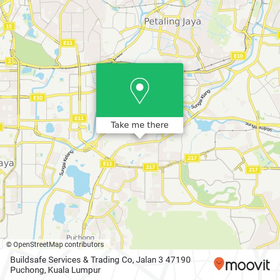 Peta Buildsafe Services & Trading Co, Jalan 3 47190 Puchong