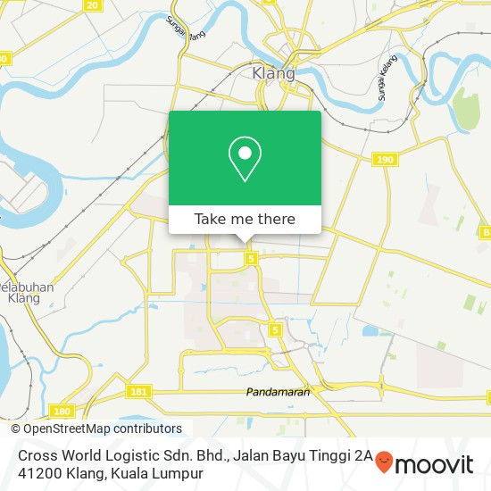 Peta Cross World Logistic Sdn. Bhd., Jalan Bayu Tinggi 2A 41200 Klang