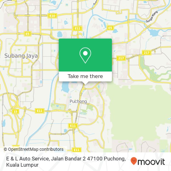 Peta E & L Auto Service, Jalan Bandar 2 47100 Puchong