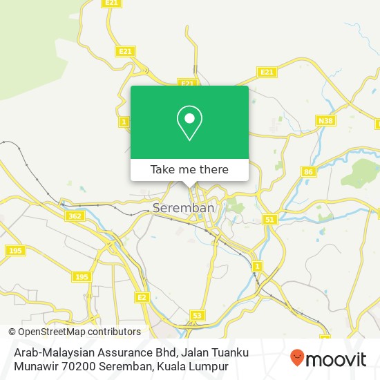 Arab-Malaysian Assurance Bhd, Jalan Tuanku Munawir 70200 Seremban map