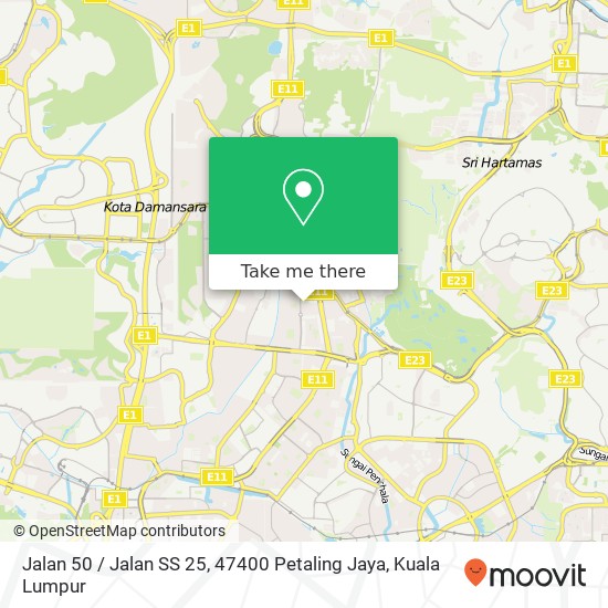 Peta Jalan 50 / Jalan SS 25, 47400 Petaling Jaya