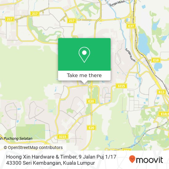 Hoong Xin Hardware & Timber, 9 Jalan Puj 1 / 17 43300 Seri Kembangan map