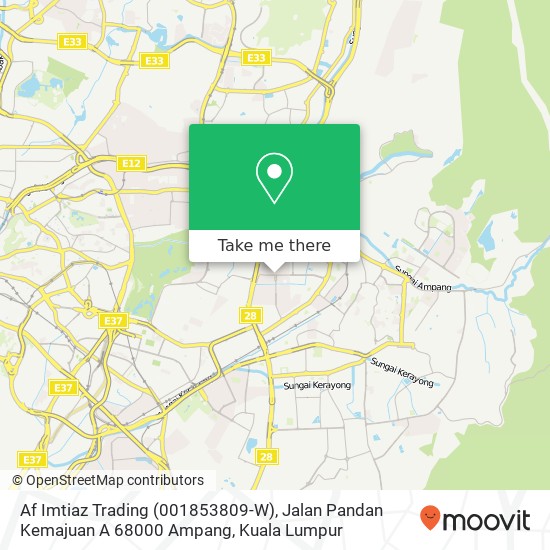 Peta Af Imtiaz Trading (001853809-W), Jalan Pandan Kemajuan A 68000 Ampang