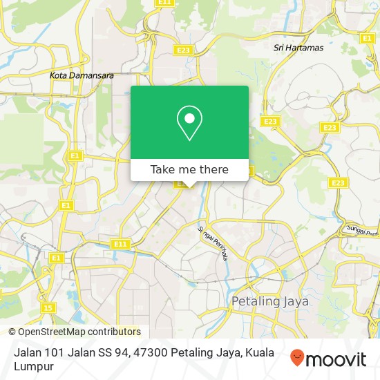 Peta Jalan 101 Jalan SS 94, 47300 Petaling Jaya