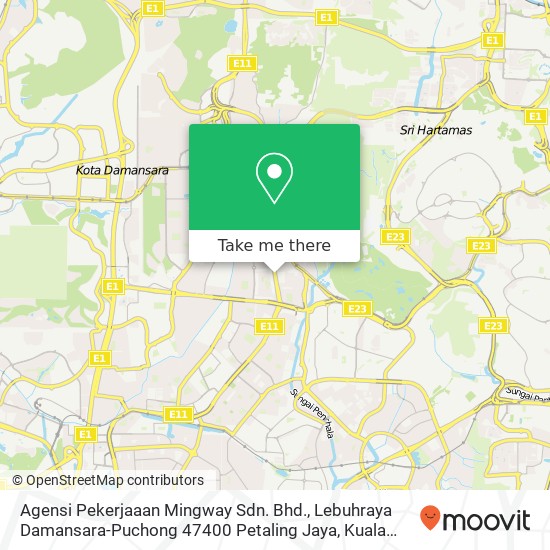 Peta Agensi Pekerjaaan Mingway Sdn. Bhd., Lebuhraya Damansara-Puchong 47400 Petaling Jaya