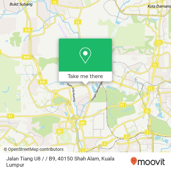 Peta Jalan Tiang U8 / / B9, 40150 Shah Alam