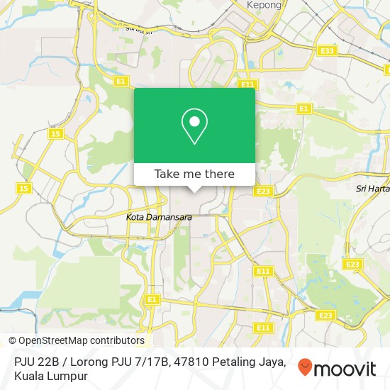 Peta PJU 22B / Lorong PJU 7 / 17B, 47810 Petaling Jaya