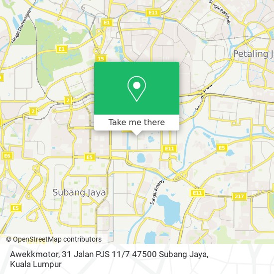 Awekkmotor, 31 Jalan PJS 11 / 7 47500 Subang Jaya map