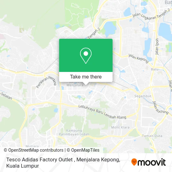 Peta Tesco Adidas Factory Outlet , Menjalara Kepong