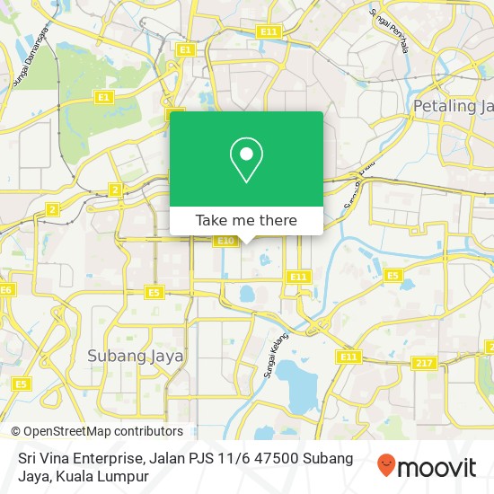 Peta Sri Vina Enterprise, Jalan PJS 11 / 6 47500 Subang Jaya